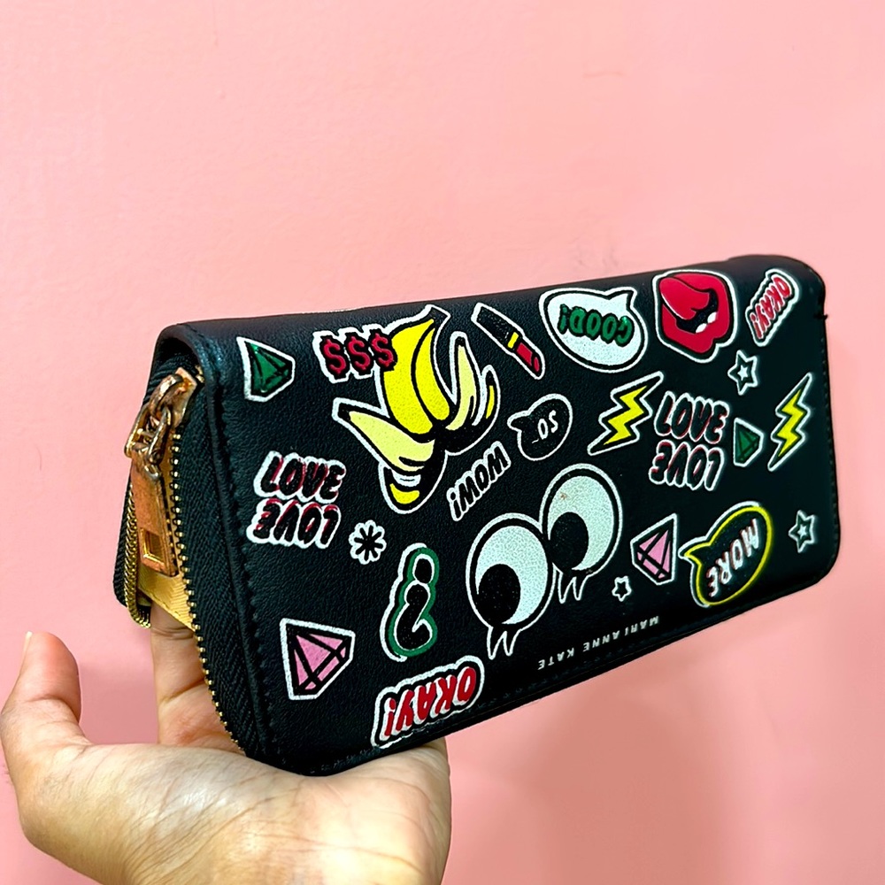 BLACK FUNKY PRINT WALLET - Picture 3 of 3